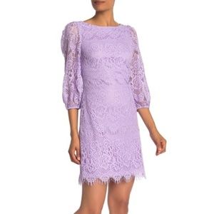 Eliza J 3/4 Length Balloon Sleeve Lace Shift Dress